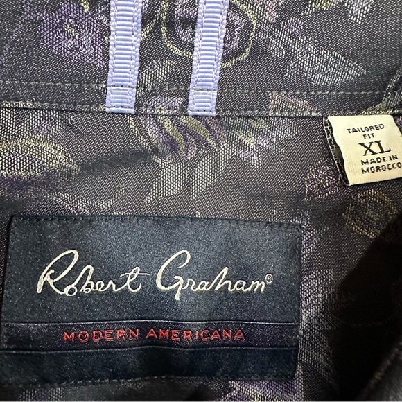 Robert Graham Kamil Indigo Floral Shirt Mens XL Tailored Fit - Picture 4 of 9